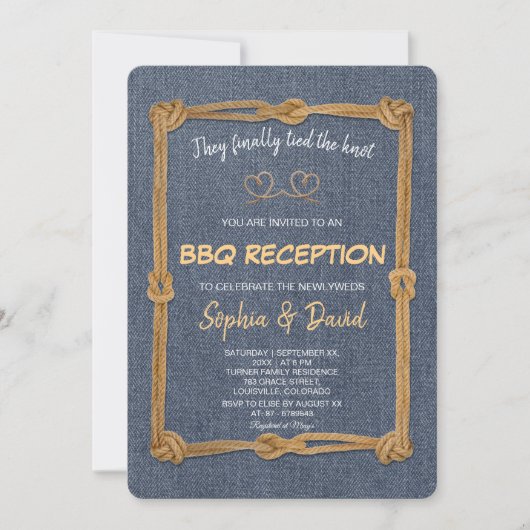 Invitation Réception BBQ Rustique Occidental où nous avons no (Devant)