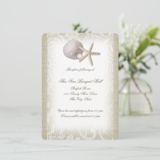 Invitation Réception Beach Pearl et Lace (Debout devant)