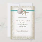 Invitation Réception Beach Pearl et Lace Aqua (Devant)