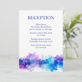 Invitation Réception Bleue et Violette d'Aquarelle Moderne (Debout devant)