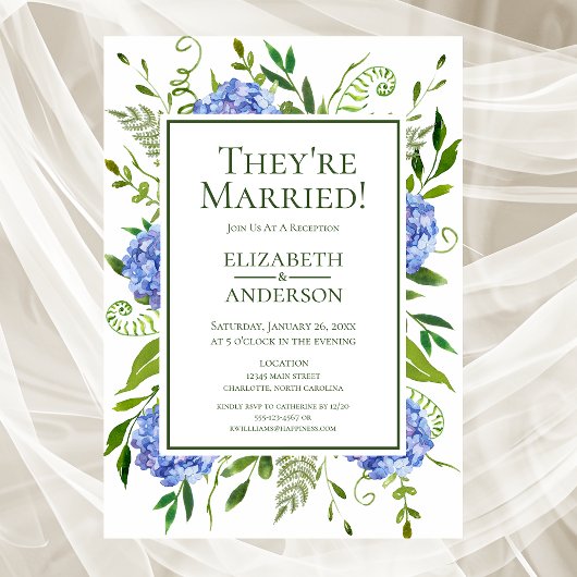 Invitation Réception Blue Hydrangeas