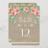 Invitation Réception BOHO Numéro de tableau Roses du souffle (Devant / Derrière)