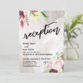 Invitation Réception Bois Rustique Floral Boho Coeur (Debout devant)