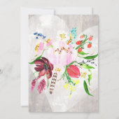 Invitation Réception Bois Rustique Floral Boho Coeur (Dos)