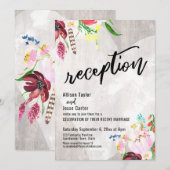 Invitation Réception Bois Rustique Floral Boho Coeur (Devant / Derrière)