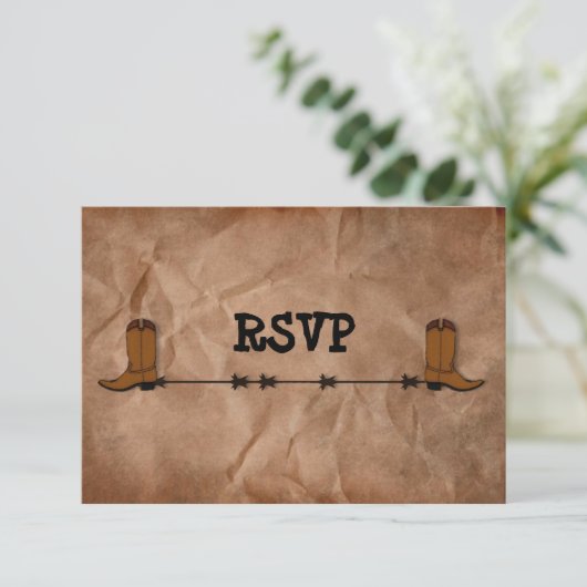 Invitation Réception Boots Cowboy RSVP (Debout devant)