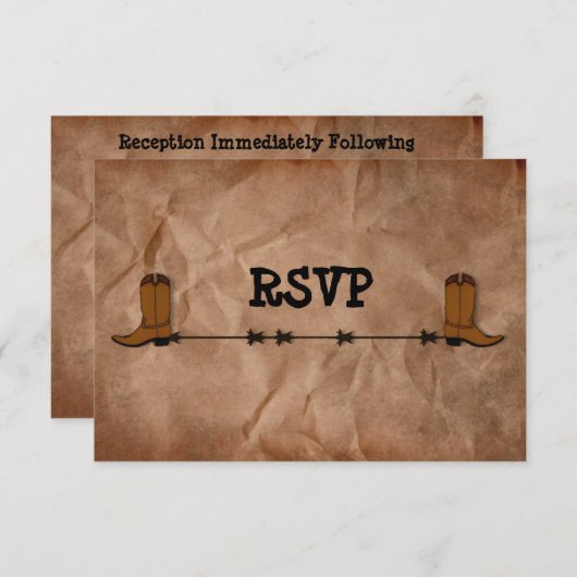 Invitation Réception Boots Cowboy RSVP (Devant / Derrière)