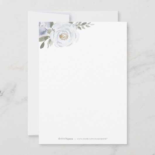 Invitation Réception botanique bleu foncé fleurie (Dos)