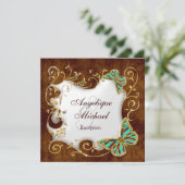 Invitation RÉCEPTION Brown de l'aqua or country mariage (Debout devant)