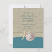 Invitation Réception Burlap Dollar de sable et Starfish (Dos)