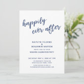 Invitation Réception casual moderne Navy Happily Ever After (Debout devant)