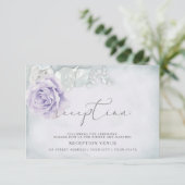 Invitation Réception chatoyante Lilac et Roses blanches (Debout devant)