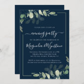 Invitation Réception Chic Eucalyptus Navy Blue Wedding (Devant / Derrière)