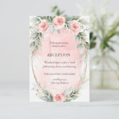 Invitation Réception Chic Rose Roses Gold Frame (Debout devant)