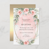 Invitation Réception Chic Rose Roses Gold Frame (Devant / Derrière)