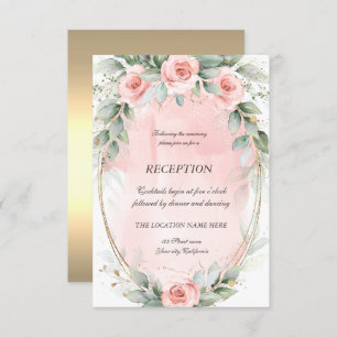 Invitation Réception Chic Rose Roses Gold Frame