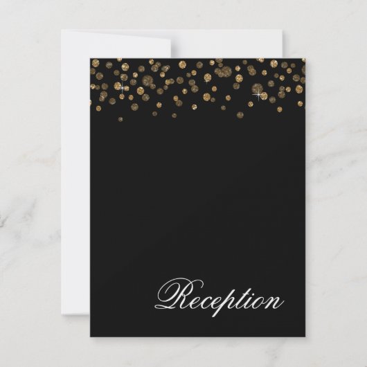 Invitation Réception Confetti Parties scintillant or et noir (Devant)