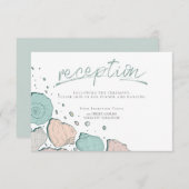 Invitation RÉCEPTION | Coquillages décontractés en corail et  (Devant / Derrière)