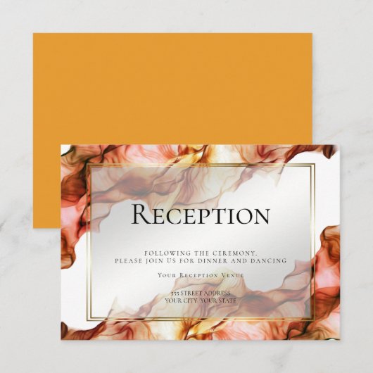 Invitation RÉCEPTION | Couleurs d'automne à l'aquarelle abstr (Devant / Derrière)