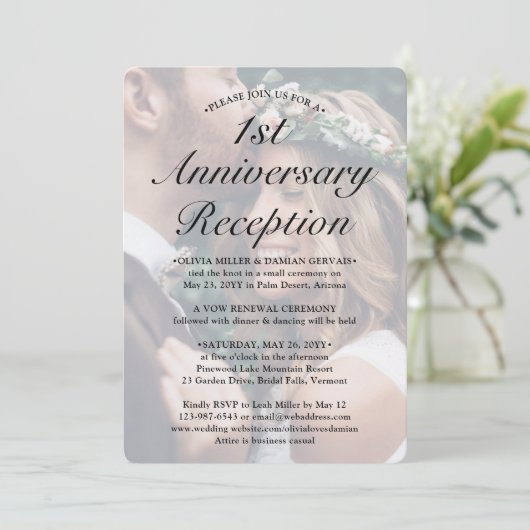 Invitation Réception d'anniversaire de mariage de 2 ans avec  (Debout devant)