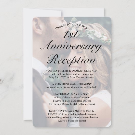 Invitation Réception d'anniversaire de mariage de 2 ans avec  (Devant)