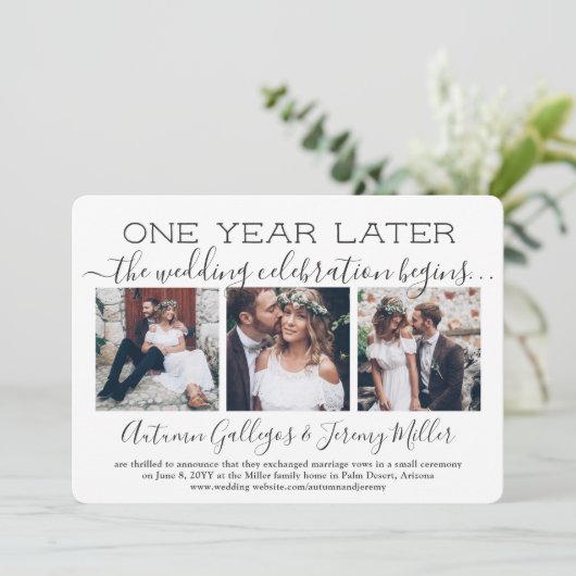 Invitation Réception d'anniversaire d'un an 4 Photos Mariage (Debout devant)