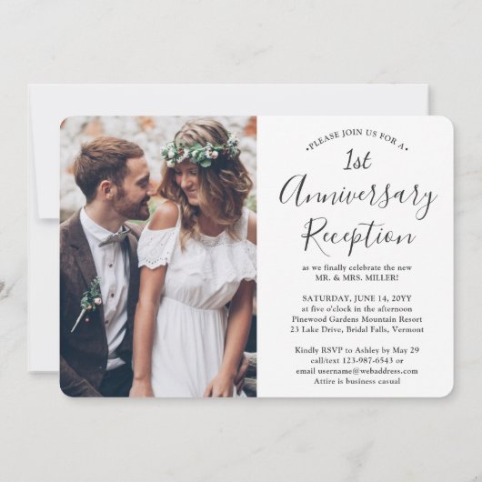 Invitation Réception d'anniversaire d'un an 4 Photos Mariage (Dos)