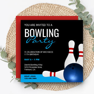 Invitation Réception d'anniversaire d'une partie de bowling s
