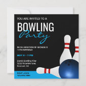 Invitation Réception d'anniversaire d'une partie de bowling s (Devant)