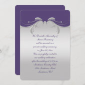 Invitation Réception D'Argent Orné D'Orné De Purple Dusté Uni (Devant / Derrière)