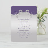 Invitation Réception D'Argent Orné D'Orné De Purple Dusté Uni (Debout devant)