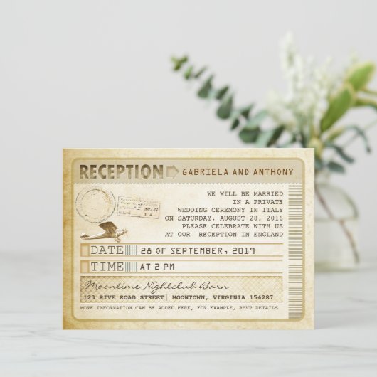 Invitation réception de billet vintage (Debout devant)