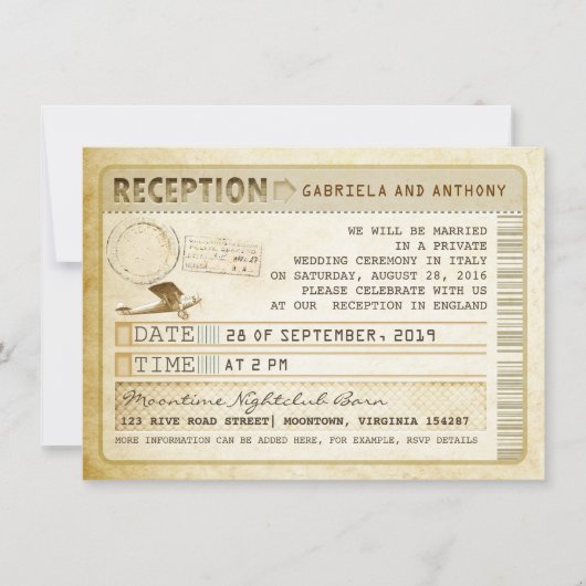 Invitation réception de billet vintage (Devant)