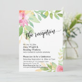 Invitation Réception de calligraphie et fleurs aquarellées (Debout devant)