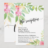 Invitation Réception de calligraphie et fleurs aquarellées (Devant / Derrière)