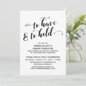 Invitation Réception de calligraphie To Have & To Hold Hearts (Debout devant)