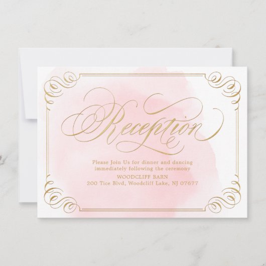 Invitation Réception de calligraphie vintage élégante en rose (Devant)