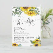 Invitation Réception de célébration avec des tournesols et de (Debout devant)