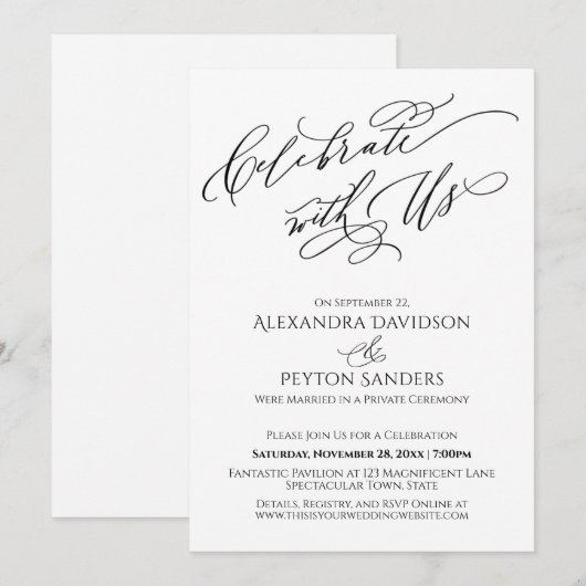 Invitation Réception de célébration avec nous Elegant Script (Devant / Derrière)