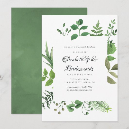 Invitation Réception de demoiselles d'honneur en forêt verdoy (Devant / Derrière)