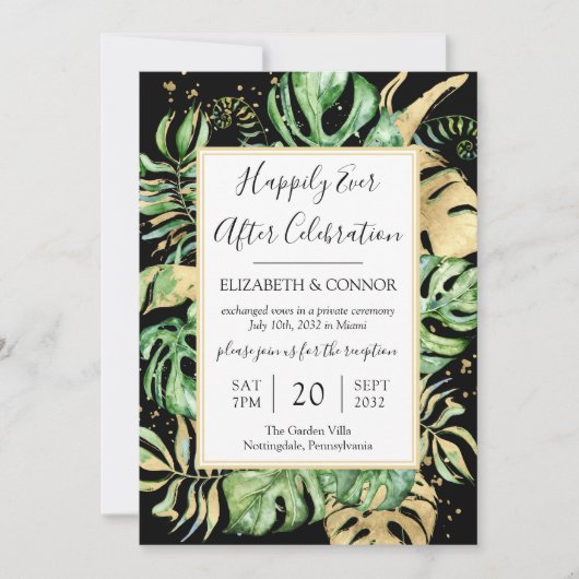 Invitation Réception de Fête de Fuite Tropicale Heureuse à To (Devant)