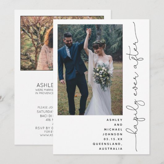 Invitation Réception de fête "Happily Ever After" Seulement 2 (Devant / Derrière)