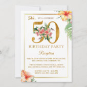 Invitation Réception de fête tropicale hawaïenne pour 50e ann (Devant)