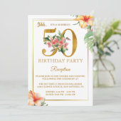 Invitation Réception de fête tropicale hawaïenne pour 50e ann (Debout devant)