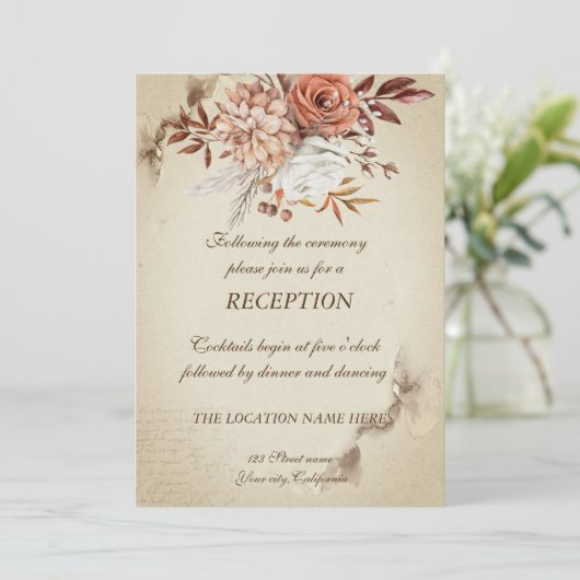 Invitation Réception de fleurs d'automne à l'aquarelle chic (Debout devant)