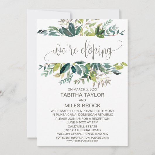 Invitation Réception de fuite avec feuillage (Devant)