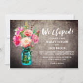 Invitation Réception de fuite avec pot Mason rustique et fleu (Devant)