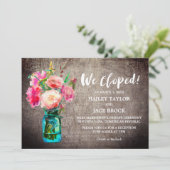 Invitation Réception de fuite avec pot Mason rustique et fleu (Debout devant)