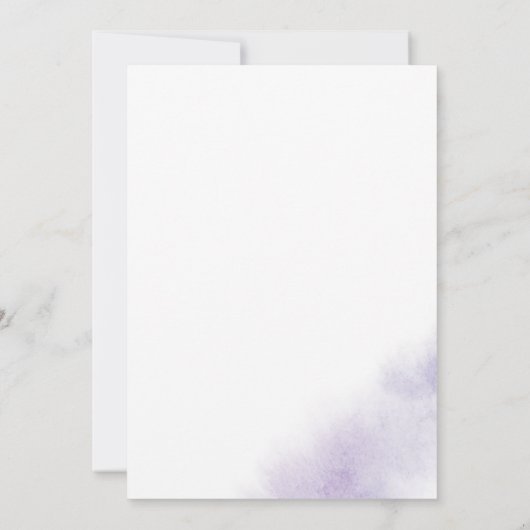 Invitation Réception de fuite en lavis d'aquarelle violette (Dos)
