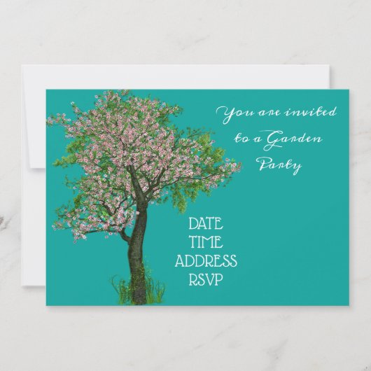 Invitation Réception de jardin d'arbre de Fleur de Cerisier (Devant)